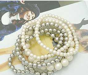 S1277 日韩闪亮珍珠多层手链手镯手环 时尚饰品中的精致点缀